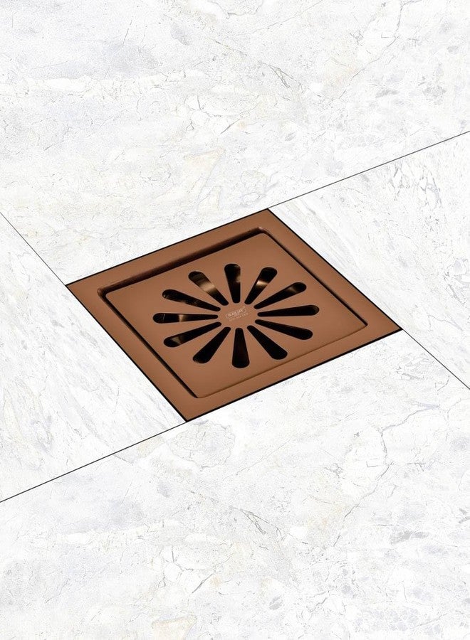 Sanjay Chilly Square Ezee Stainless Steel Floor Drain Colour Collection with Cockroach Trap for Bathroom 304 Grade Floor Drain Cover Jali Safety from Snakes & Insects in Toilet (Rose Gold 6x6 Inch) - Image 3